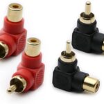 ADAPTER RCA MALE - FEMALE 90 DEGREES RED