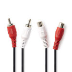 CABLE 2xRCA MALE TO 2xRCA FEMALE. 2.5m