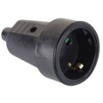 SCHUKO FEMALE PLUG GERMAN TYPE PLUG SOFT ABS-BLACK