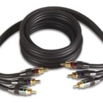 HIGH-QUALITY RCA (COMPONENT-) VIDEO CABLE 1.5m. 2x 3 GOLD-PLATED RCA CONTACTS. GBR COLOUR MARK. METAL. BLACK