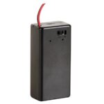 BATTERY HOLDER FOR 9V-CELL. CLOSED BOX WITH LEAD TERMINALS + SWITCH