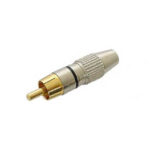RCA PLUG MALE BLACK. TIP GOLD-PLATED. METAL HOUSING