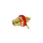 RCA PLUG FEMALE RED. GOLD PLATED. ISOLATED CHASSIS MOUNT