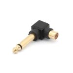 FEMALE RCA TO MALE 6.35mm MONO JACK - GOLD / 90deg