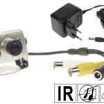 MINI B/W CMOS CAMERA WITH AUDIO / 6 IR LEDS + ADAPTER
