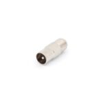 F ADAPTER. F FEMALE TO PAL MALE. NICKEL