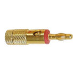 4mm PLUG RED. GOLD PLATED. STACKABLE. FAST CABLE CONNECTION