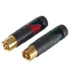 CINCH (PAIR), GENUINE GOLD PLATING, SOLID PIN, FOR 3 - 7.3mm CABLE