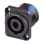NEUTRIK - SPEAKON MOUNTING PLUG. 4-PIN MALE. BLACK. D-SIZE, SQUARE SHAPED