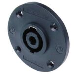 NEUTRIK - SPEAKON MOUNTING PLUG. 4-PIN MALE. BLACK. D-SIZE ROUND FLANGE