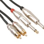PROFESSIONAL AUDIO CABLE, 2 x RCA MALE TO 2 x 6.35mm MONO JACK (5m)