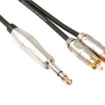 PROFESSIONAL AUDIO CABLE, 2 x RCA MALE TO 6.35mm STEREO JACK (6m)