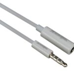 3.5 mm 4P STEREO + MIC MALE to 3.5 mm 4P STEREO + MIC FEMALE CABLE - WHITE - 1 m