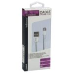 USB A MALE TO LIGHTNING 8-PIN MALE CABLE - WHITE - 1 m