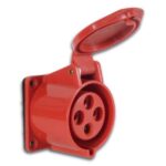 POWER SOCKET - 380V/32A - 3 POLES + EARTH - IP44 - CHASSIS MOUNT