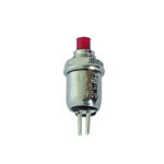 MINI PUSH BUT. RED 1P SPST OFF-(ON)