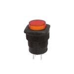 PUSH BUT illum LED ROUND AMBER 1P SPST OFF-(ON) 3A/125VAC 1.5A/250VAC