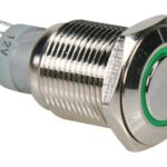 ROUND METAL SWITCH SPDT 1NO 1NC - GREEN RING
