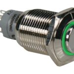 HIGH ROUND METAL SWITCH SPDT 1NO 1NC - GREEN RING