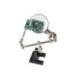 Third hand with magnifying glass, handy and flexible, diopter x 2.5, stainless steel, 6 ball joints