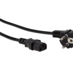 Power cable, H05VV-F 3G1, 1.5 m, 10 A/230 V, 2500 W, type E/F 90° to C13, for indoor use, PVC, black