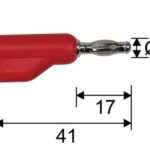 Connecting cable, set, 2 pieces, banana plug, double insulated, stackable, cable length 100 cm, 4 mm, 30 V/6 A, black/red