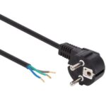 Power cable, H05VV-F 3G0.75, 1.5 m, 10 A/230 V, 2500 W, type E/F 90°, for indoor use, PVC, black