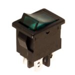 POWER ROCKER SWITCH 5A-250V DPST ON-OFF - WITH GREEN NEON LIGHT