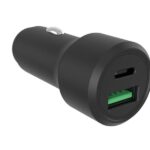 ΦΟΡΤΙΣΤΗΣ ΑΥΤΟΚΙΝΗΤΟΥ 1x USB-A QC and 1x USB-C PD 38W  /  Car fast charger, 1x USB-A QC and 1x USB-C PD, for laptop, tablet, or smartphone, safe and ultra-compact, 38W, aluminum housing, black