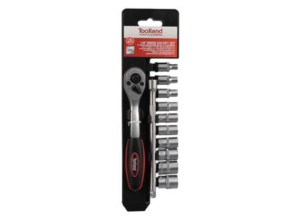 ΣΕΤ ΚΑΣΤΑΝΙΑΣ 1/4" 12τεμ.  /  12-piece socket wrench set with 1/4" quick release ratchet wrench and CRV sockets, including 4" extension for hard-to-reach places