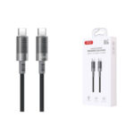 Καλώδιο σιλικόνης TypeC 60W για φόρτιση και μεταφορά δεδομένων 1m, μαύρο    /    Silicone Cable USB Type C to USB Type C Fast Charging 60W length 1m in Black Color - Image 5