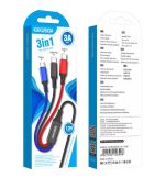 ΚΑΛΩΔΙΟ CHARGING DATA 3 ΣΕ 1 -  (1m)  ΜΑΥΡΟ     /     CHARGING DATA 3 ΣΕ 1 LIGHTNING-MICRO  TYPE C (1m) BLACK - Image 2